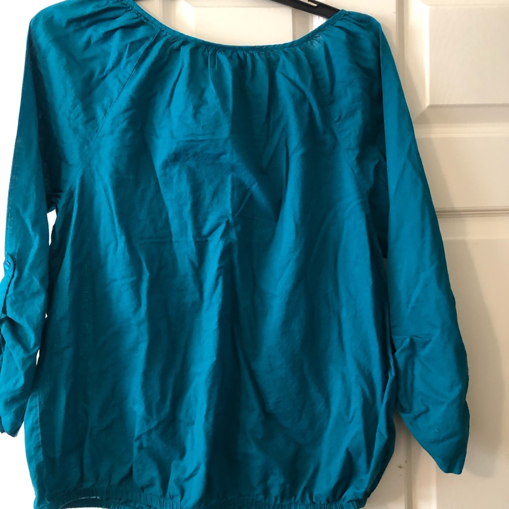 Lane Bryant Women's Teal Long-Sleeve Peasant Top